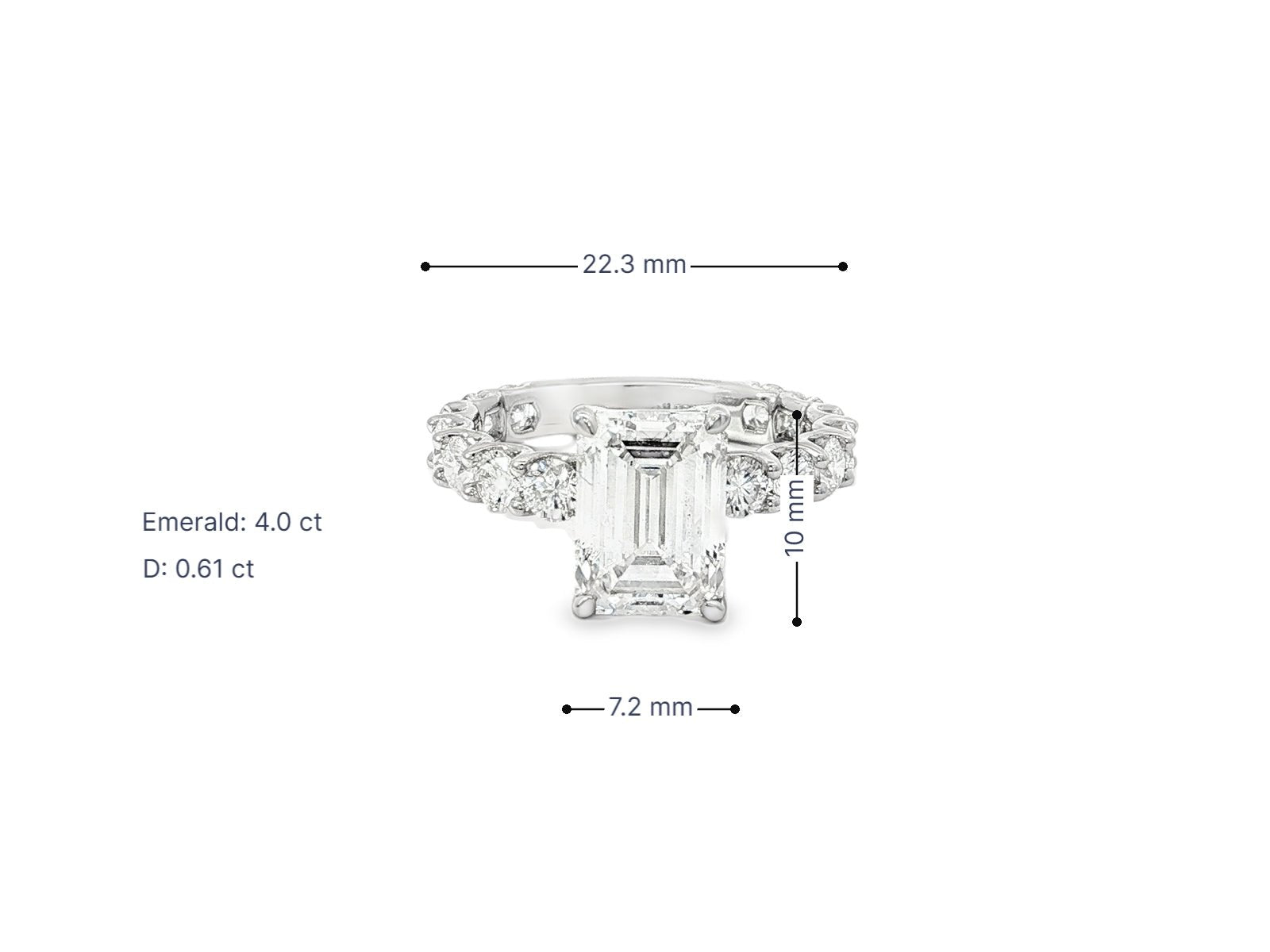 14k Emerald Cut Diamond Cluster Band Engagement Ring 4.61 CT - AVI THE JEWELER