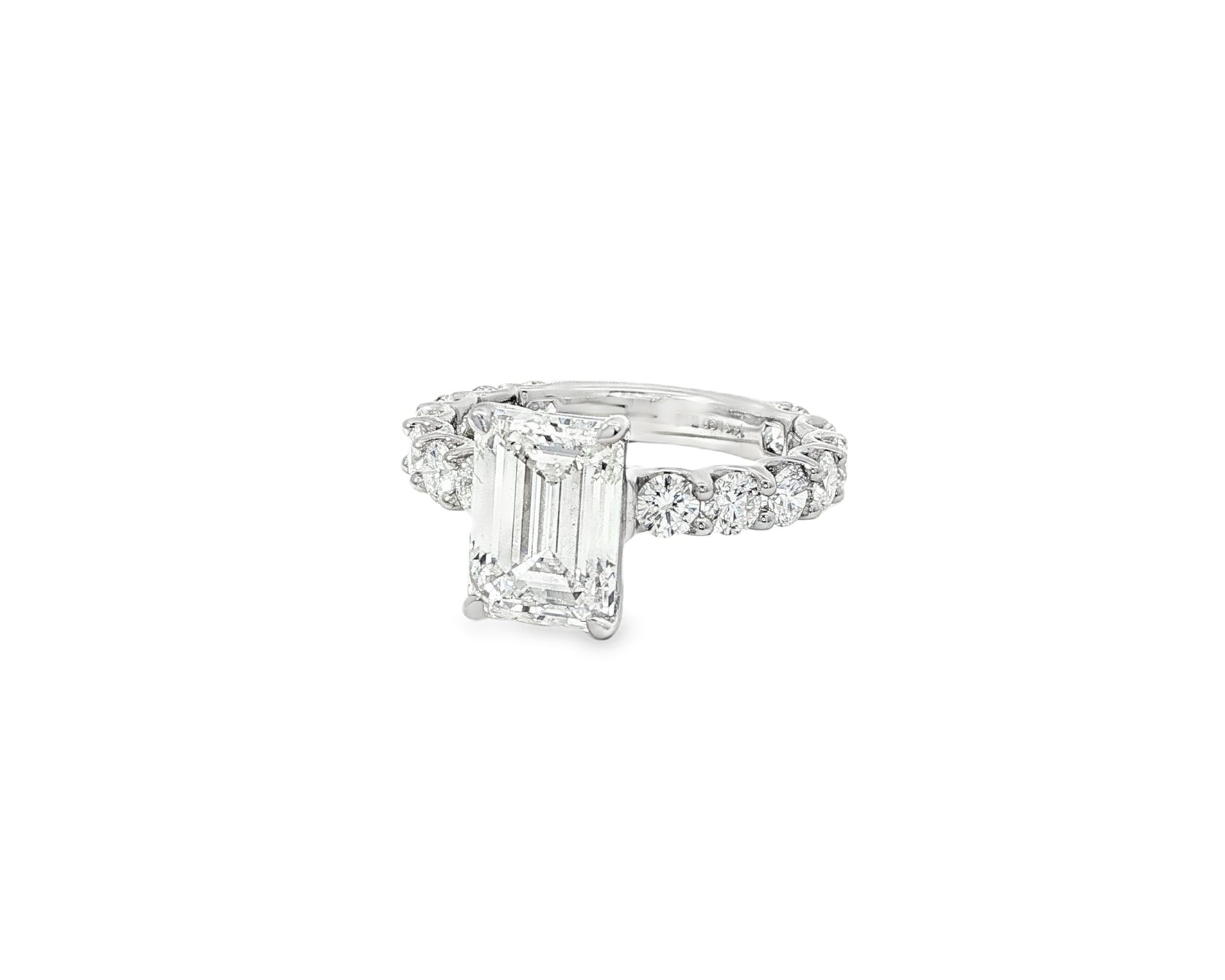 14k Emerald Cut Diamond Cluster Band Engagement Ring 4.61 CT - AVI THE JEWELER