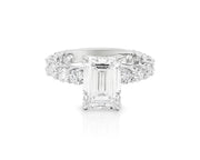 14k Emerald Cut Diamond Cluster Band Engagement Ring 4.61 CT