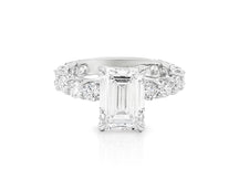14k Emerald Cut Diamond Cluster Band Engagement Ring 4.61 CT