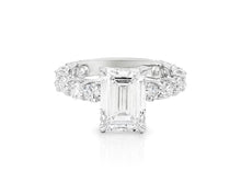 14k Emerald Cut Diamond Cluster Band Engagement Ring 4.61 CT
