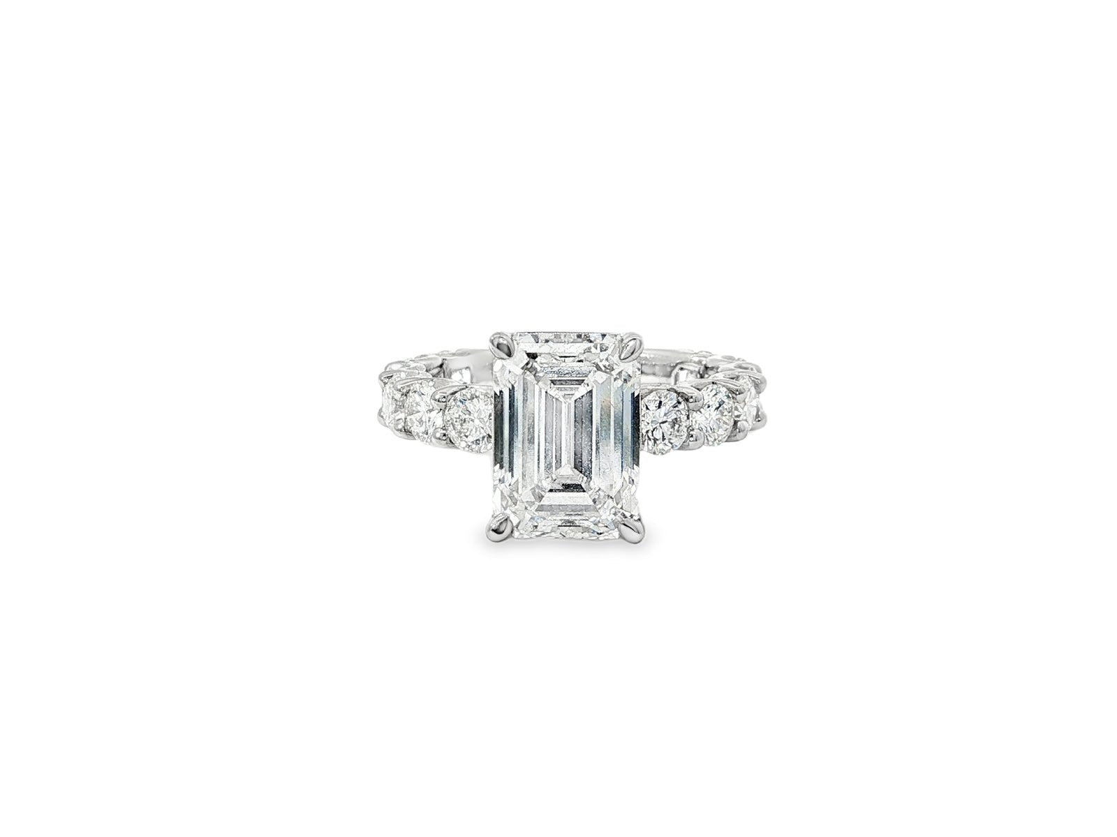 14k Emerald - Cut Diamond Round - Accent Engagement Ring 6.05 CT - AVI THE JEWELER