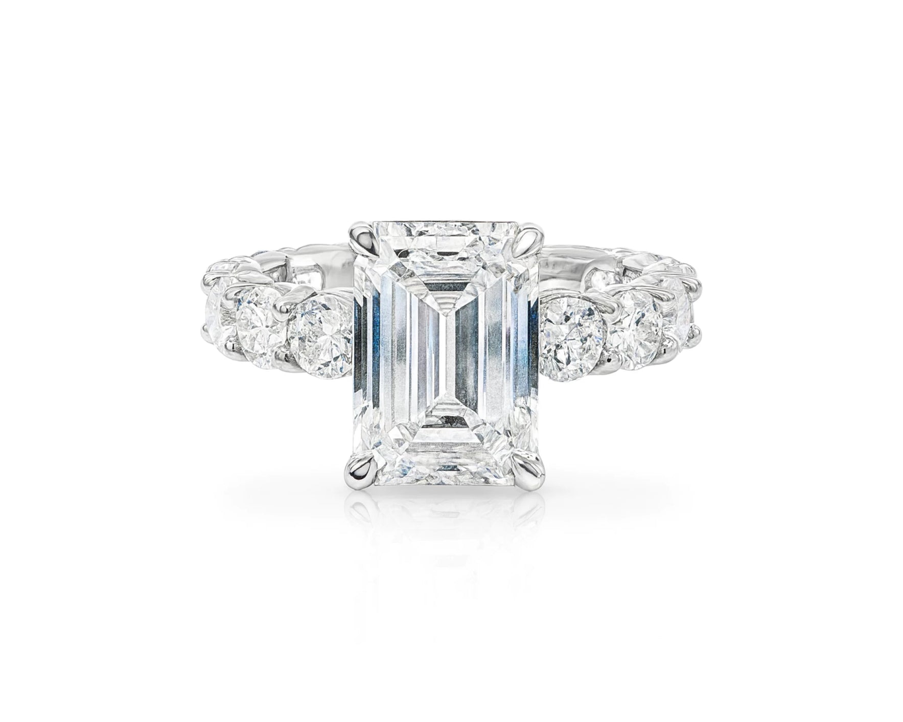 14k Emerald-Cut Diamond Round-Accent Engagement Ring 6.05 CT – lifestyle 2336