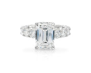 14k Emerald-Cut Diamond Round-Accent Engagement Ring 6.05 CT
