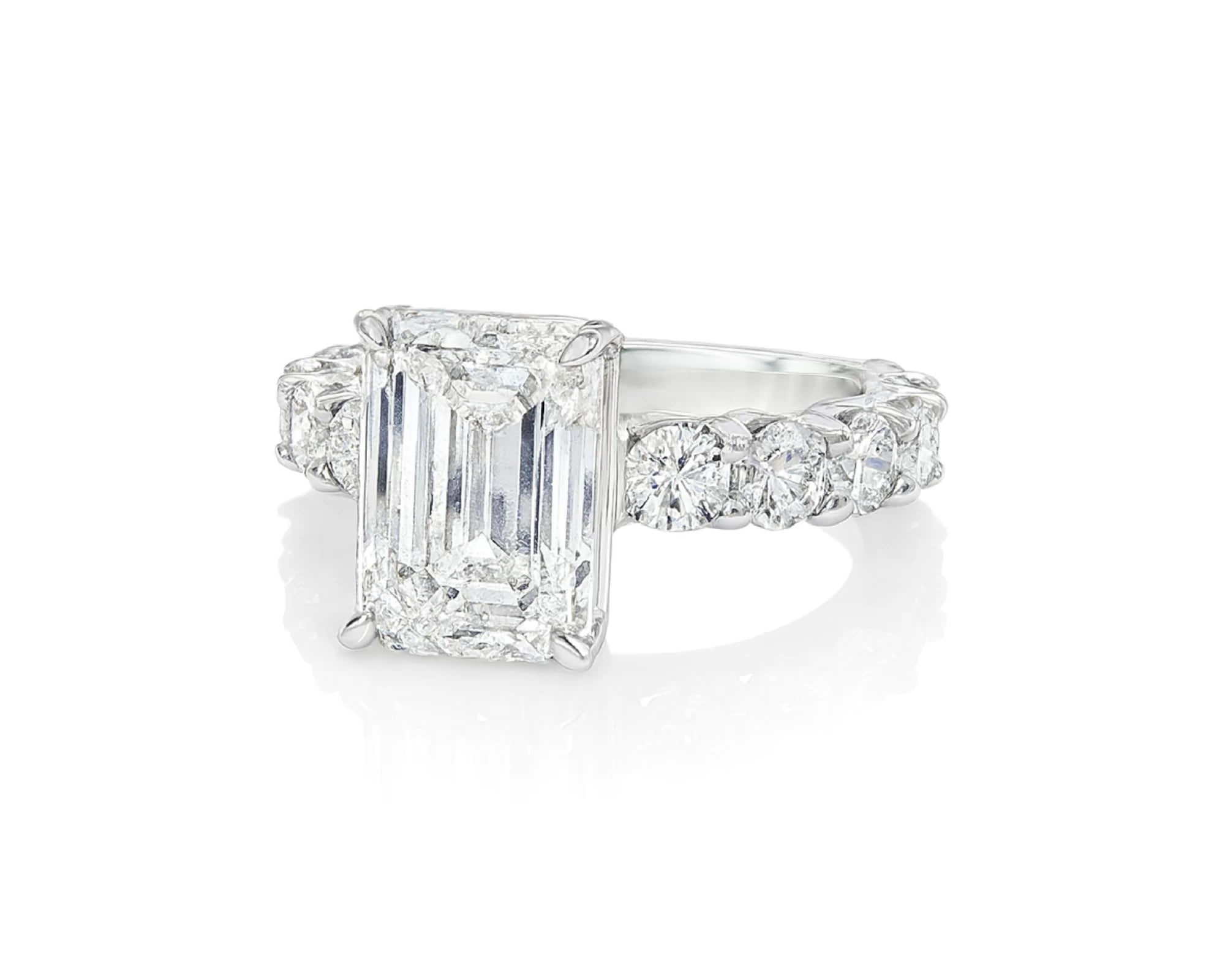 14k Emerald-Cut Diamond Round-Accent Engagement Ring 6.05 CT – lifestyle 2337