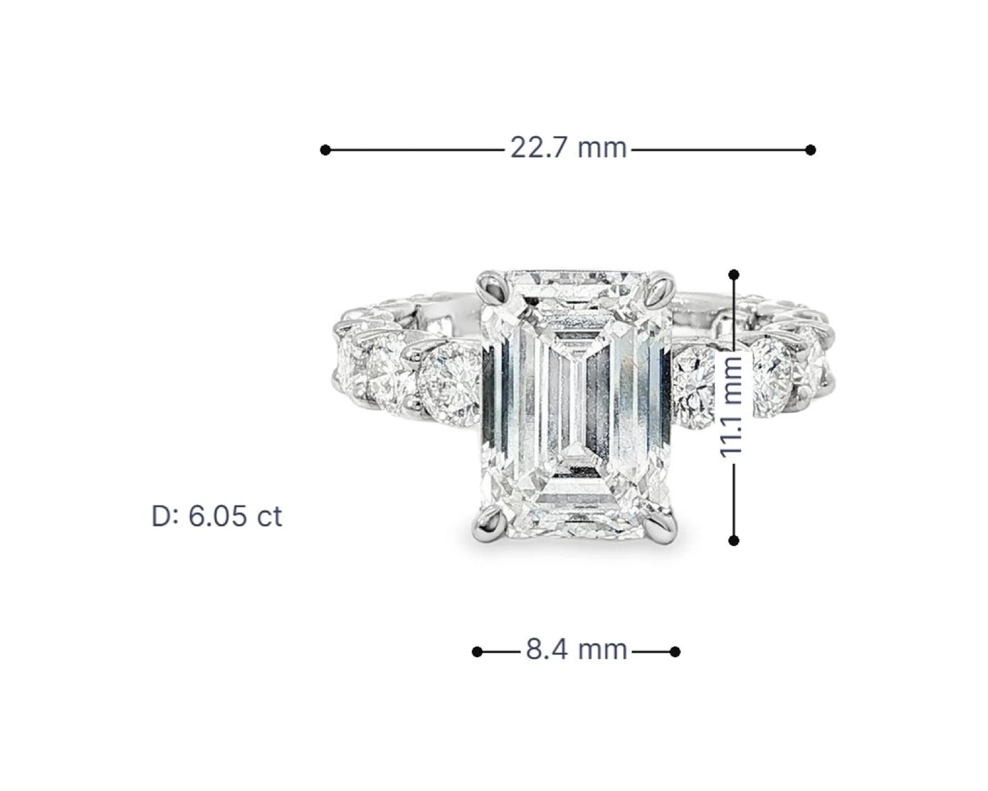 14k Emerald-Cut Diamond Round-Accent Engagement Ring 6.05 CT – lifestyle 3088