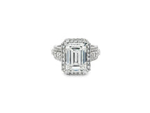 14k Emerald Cut Double Halo Split-Shank Engagement Ring 6.61 CT
