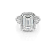 14k Emerald Cut Double Halo Split-Shank Engagement Ring 6.61 CT