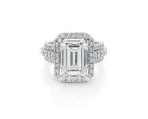 14k Emerald Cut Double Halo Split-Shank Engagement Ring 6.61 CT