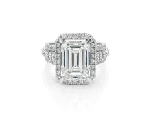 14k Emerald Cut Double Halo Split-Shank Engagement Ring 6.61 CT