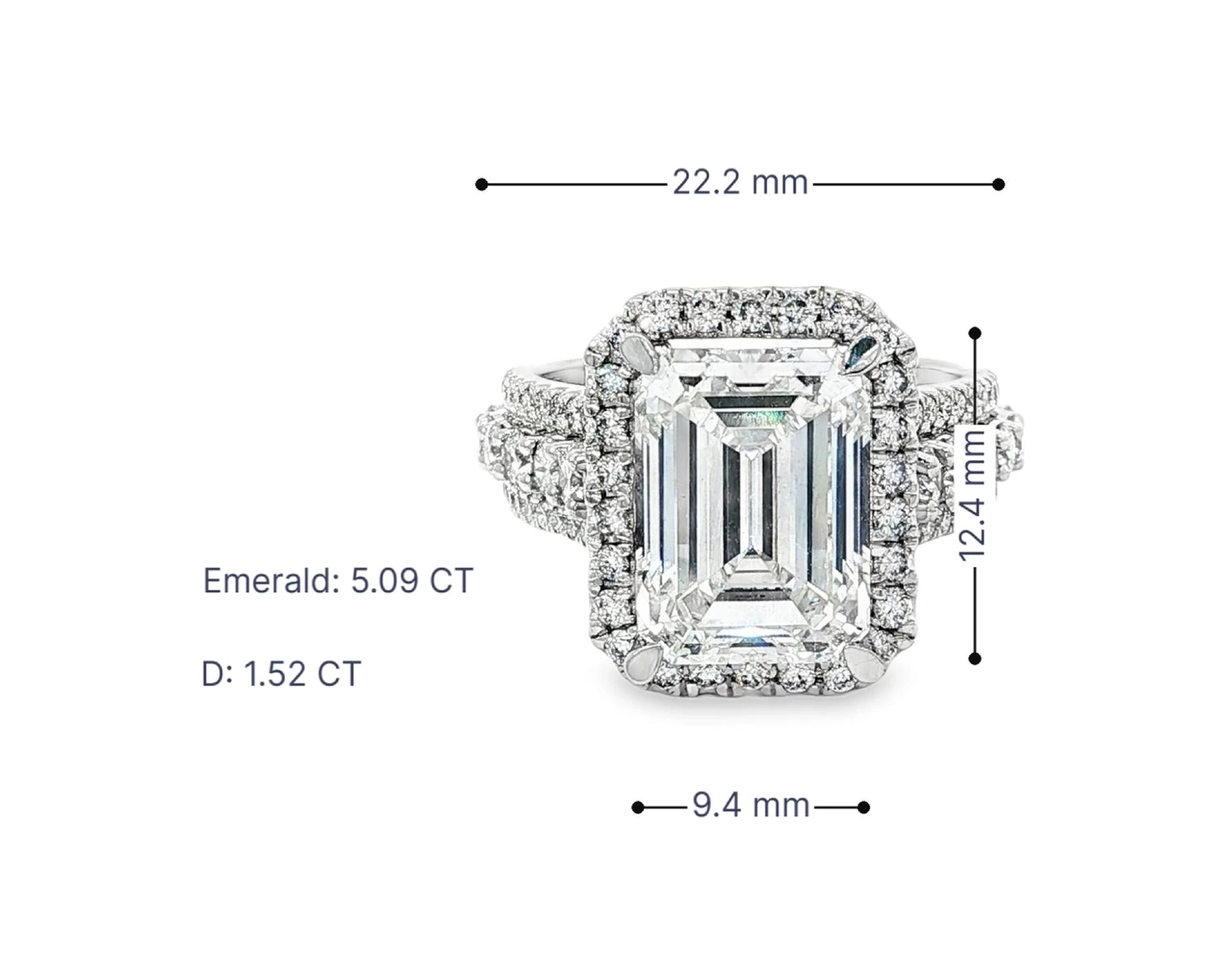14k Emerald Cut Double Halo Split-Shank Engagement Ring 6.61 CT – lifestyle 3056