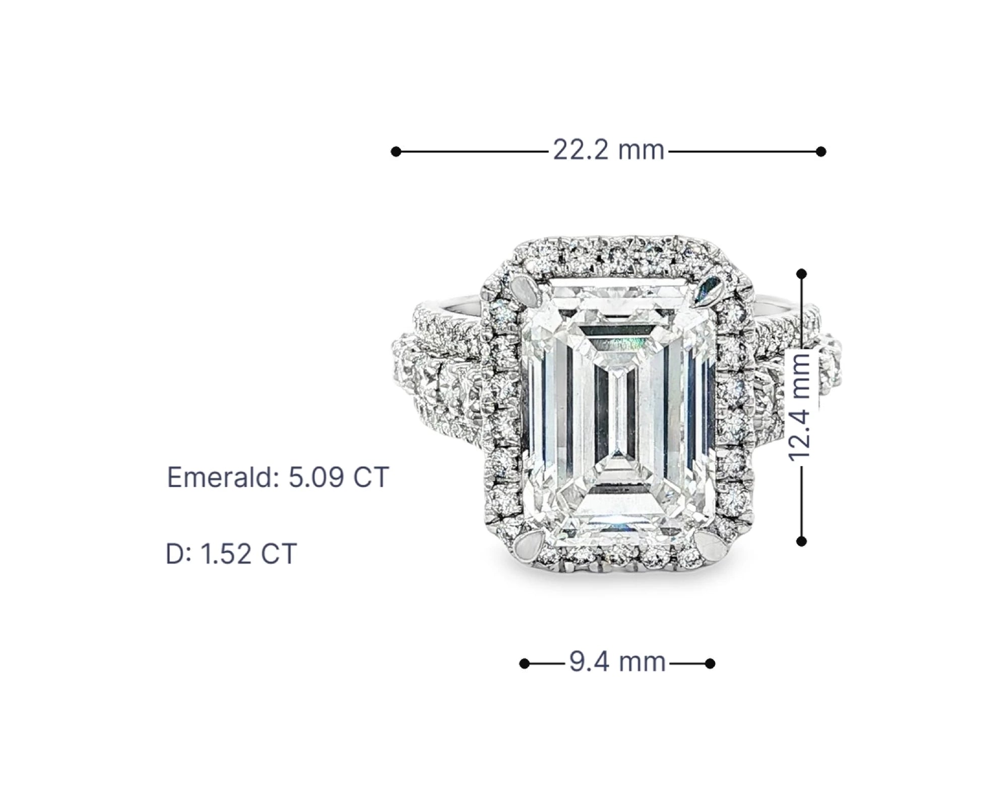 14k Emerald Cut Double Halo Split-Shank Engagement Ring 6.61 CT – lifestyle 3056
