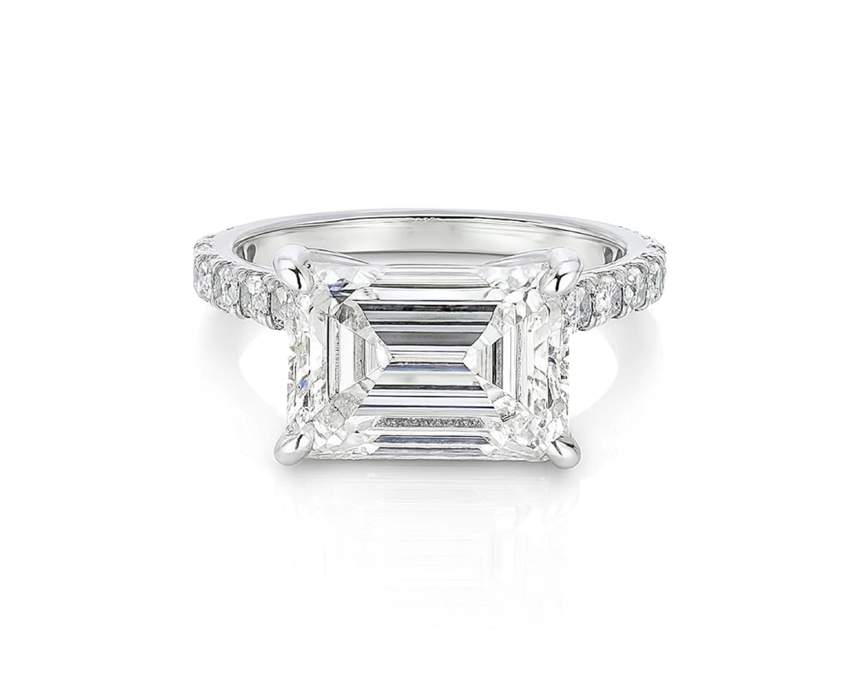 14k Emerald Cut East to West Petite Micropavé Engagement Ring 5.66 CT – lifestyle 2621