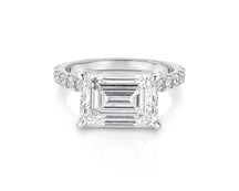14k Emerald Cut East to West Petite Micropavé Engagement Ring 5.66 CT