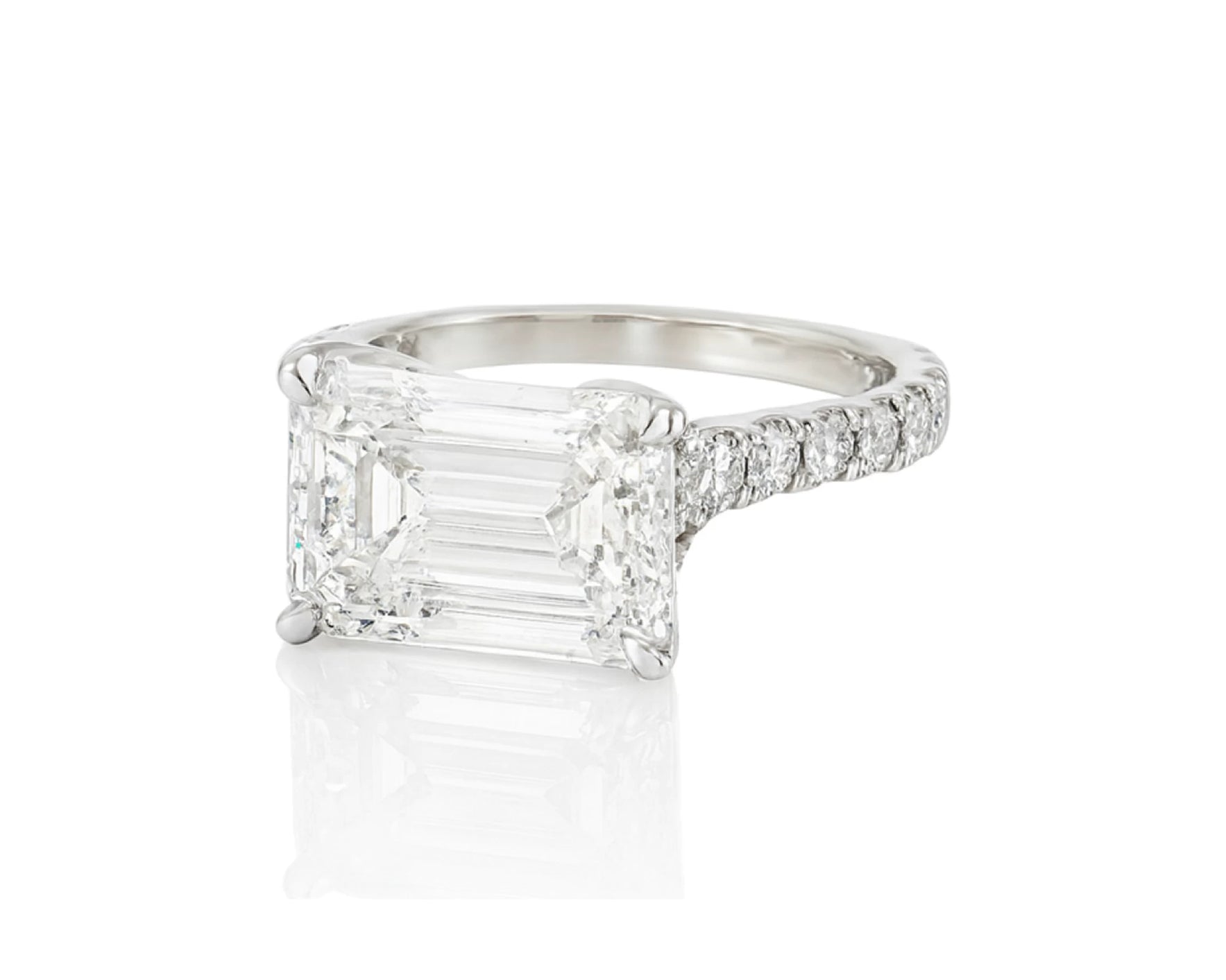 14k Emerald Cut East to West Petite Micropavé Engagement Ring 5.66 CT – lifestyle 2622
