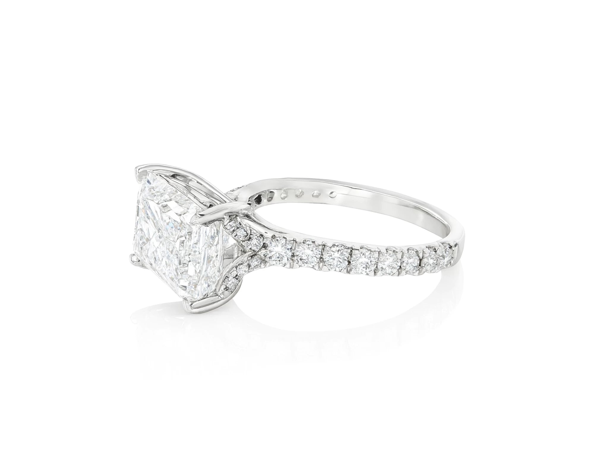 14k Emerald Cut East to West Petite Micropavé Engagement Ring 5.66 CT – lifestyle 2623