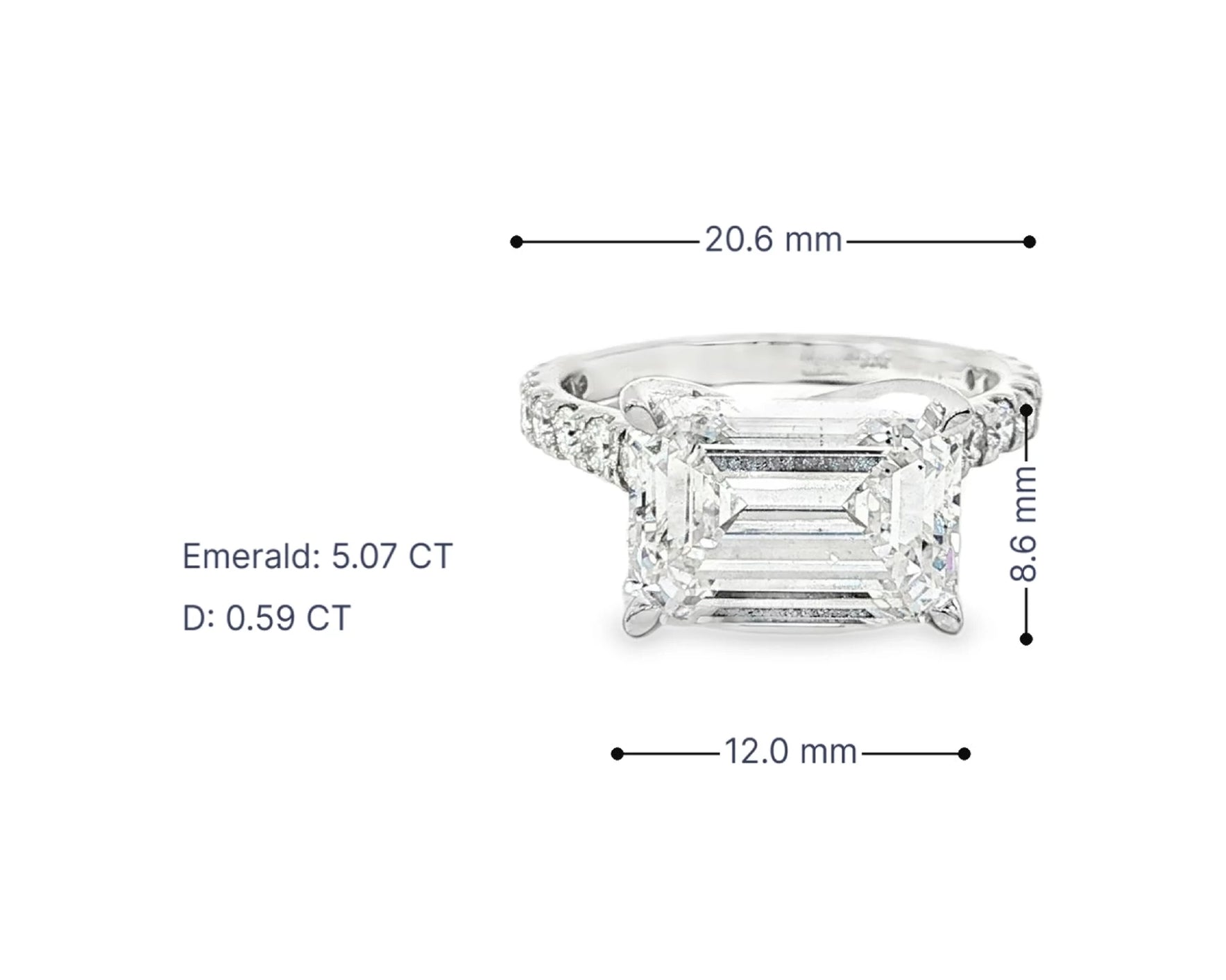 14k Emerald Cut East to West Petite Micropavé Engagement Ring 5.66 CT – lifestyle 3111
