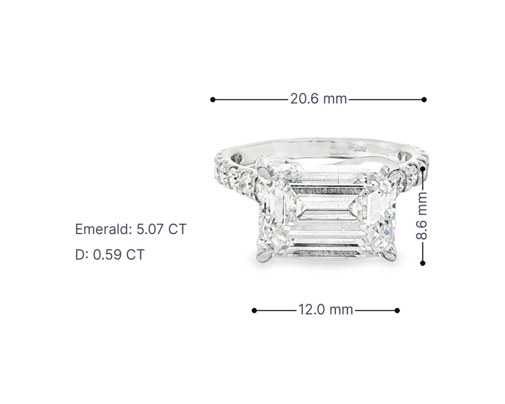 14k Emerald Cut East to West Petite Micropavé Engagement Ring 5.66 CT – lifestyle 3111