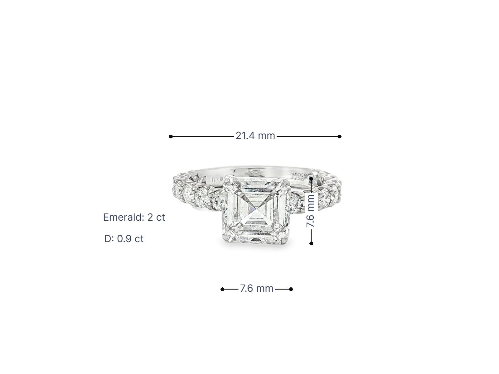 14k Emerald Cut Elevated Micropavé Diamond Band Engagement Ring 2.90ct - AVI THE JEWELER