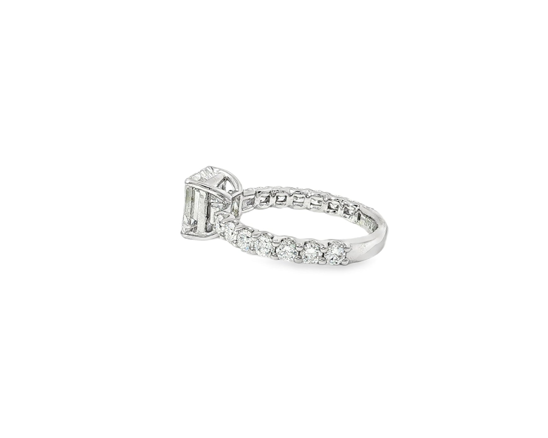14k Emerald Cut Elevated Micropavé Diamond Band Engagement Ring 2.90ct - AVI THE JEWELER