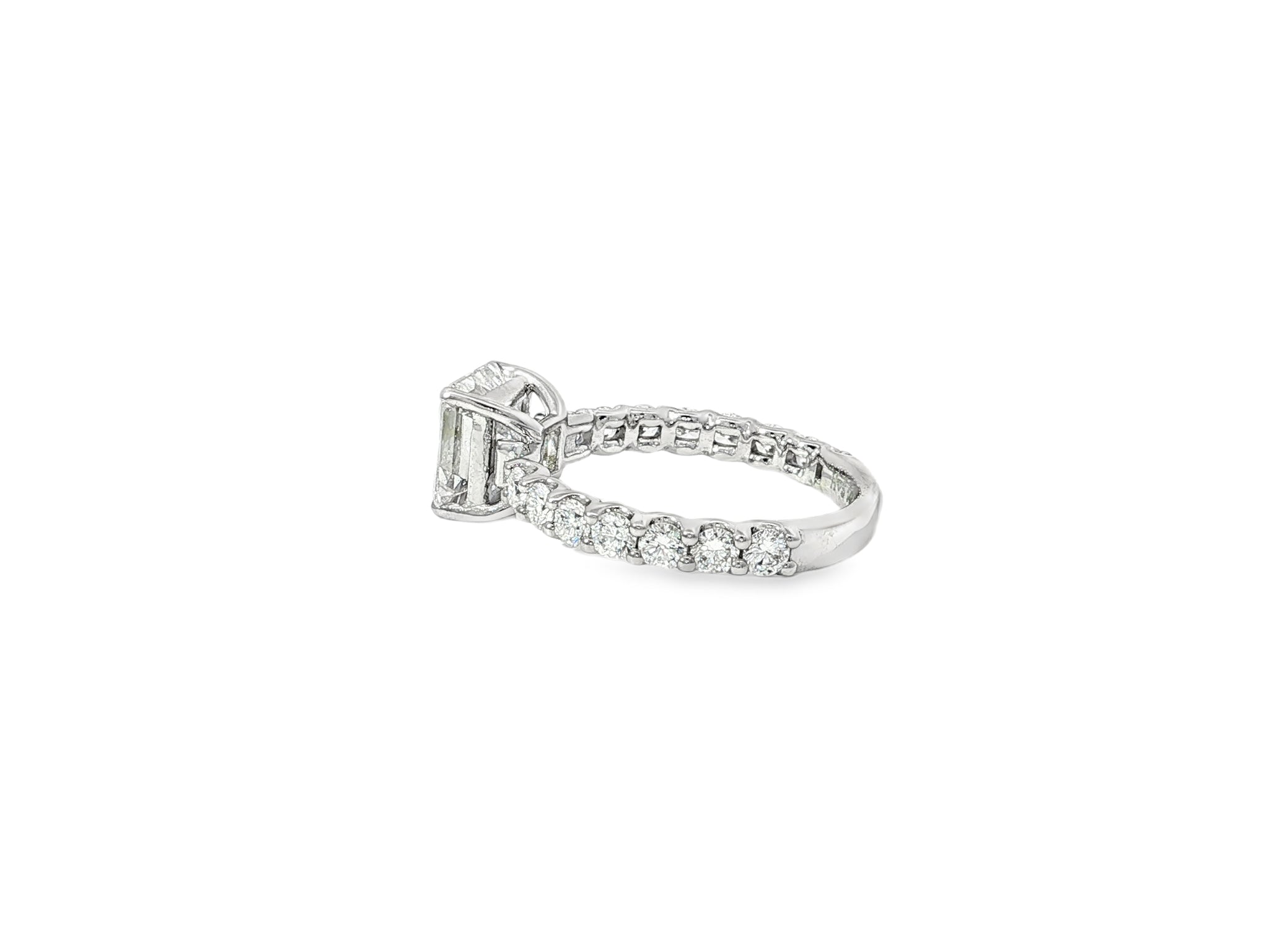14k Emerald Cut Elevated Micropavé Diamond Band Engagement Ring 2.90ct - AVI THE JEWELER