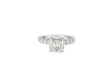 14k Emerald Cut Elevated Micropavé Diamond Band Engagement Ring 2.90ct