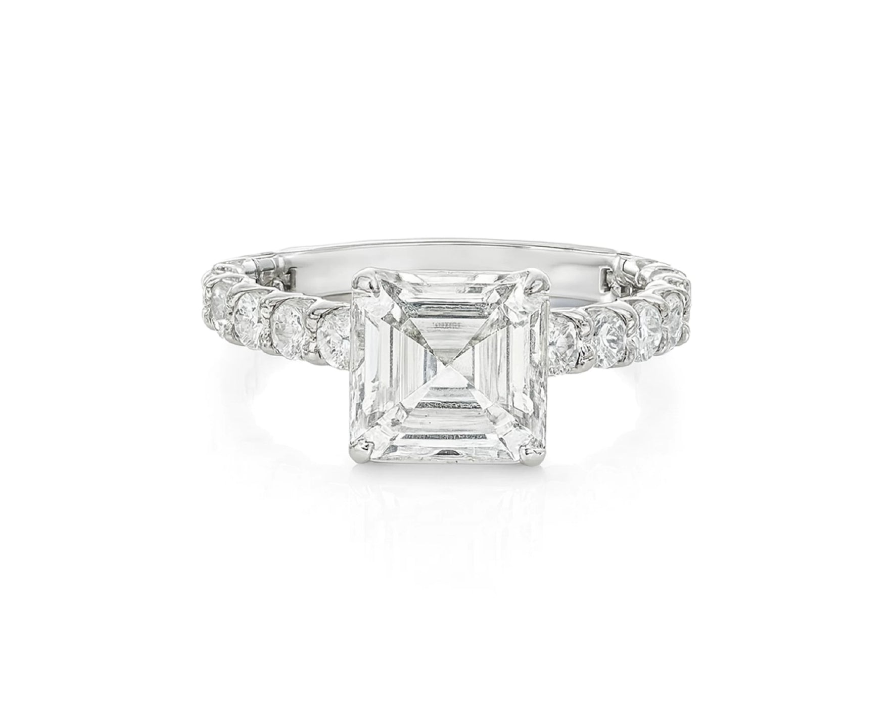 14k Emerald Cut Elevated Micropavé Diamond Band Engagement Ring 2.90ct – lifestyle 2249
