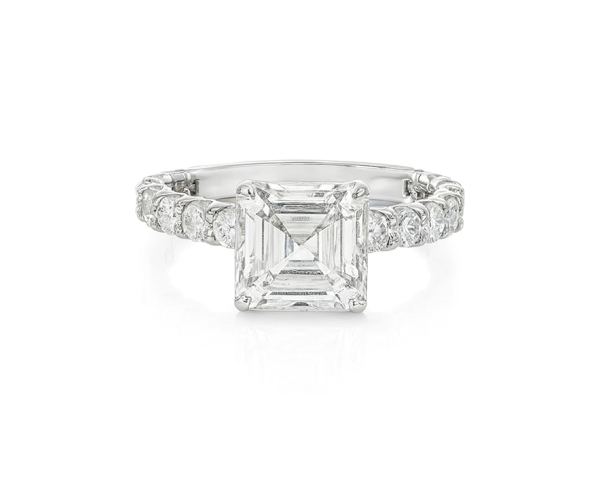 14k Emerald Cut Elevated Micropavé Diamond Band Engagement Ring 2.90ct – lifestyle 2249