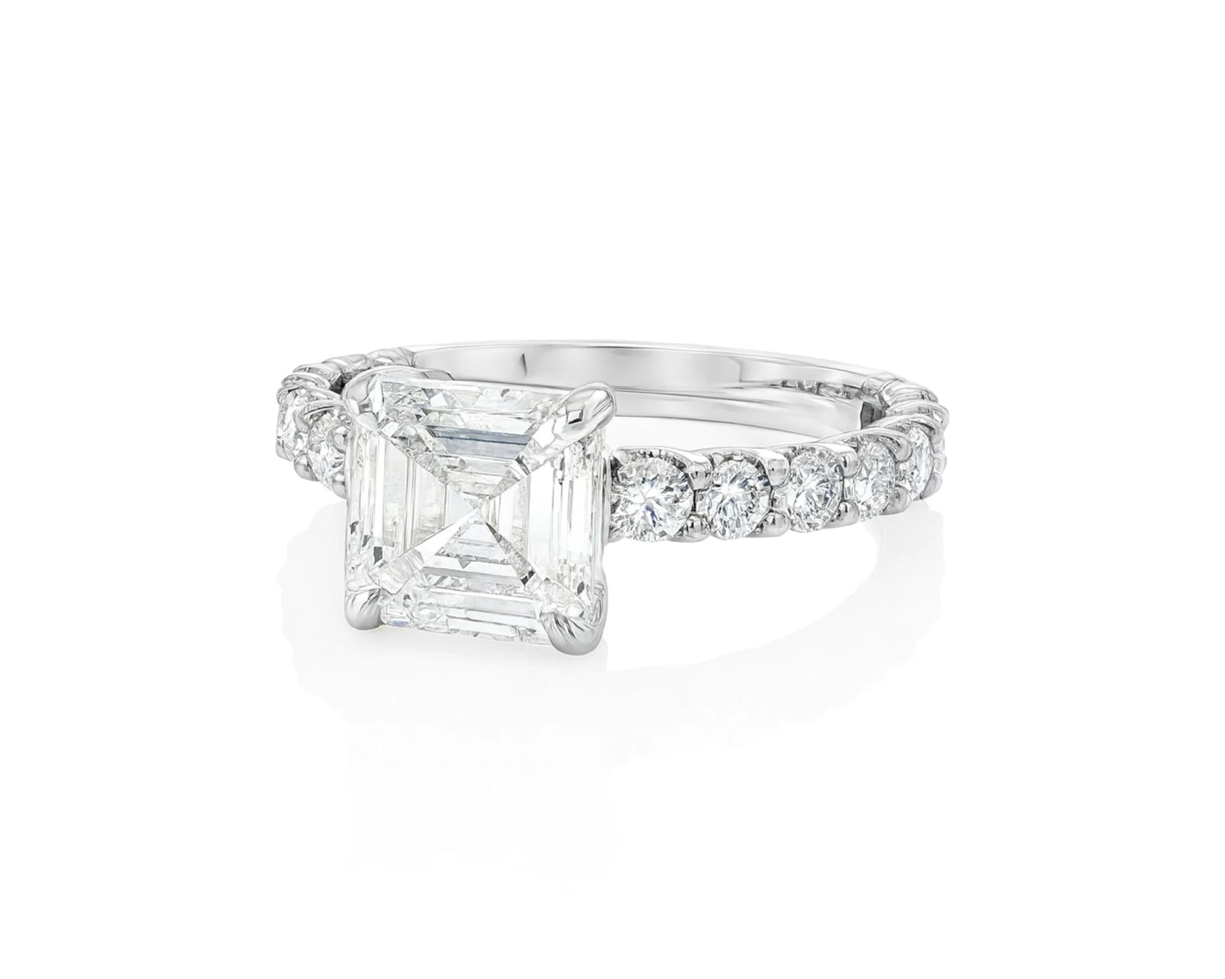 14k Emerald Cut Elevated Micropavé Diamond Band Engagement Ring 2.90ct – lifestyle 2250