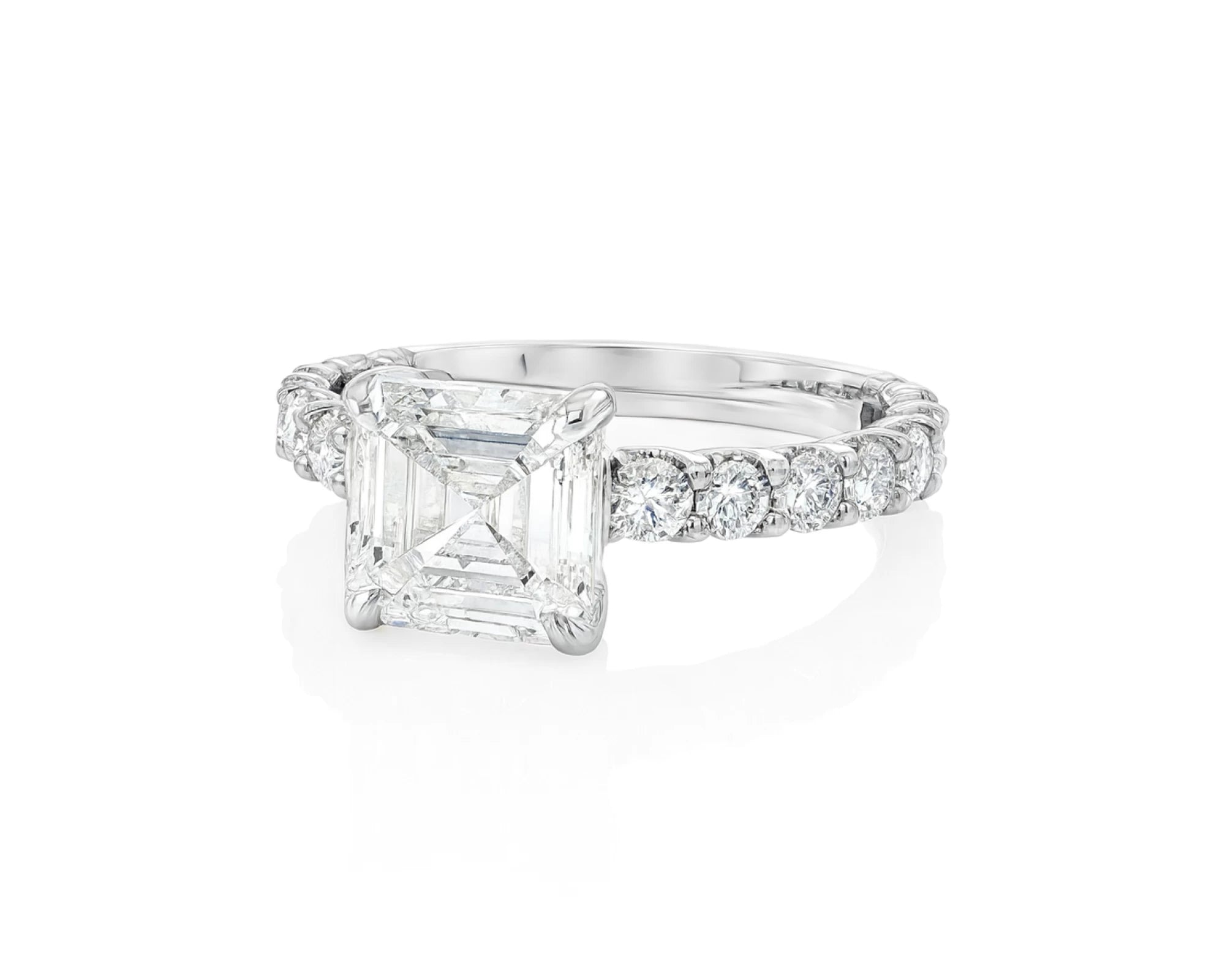 14k Emerald Cut Elevated Micropavé Diamond Band Engagement Ring 2.90ct – lifestyle 2250