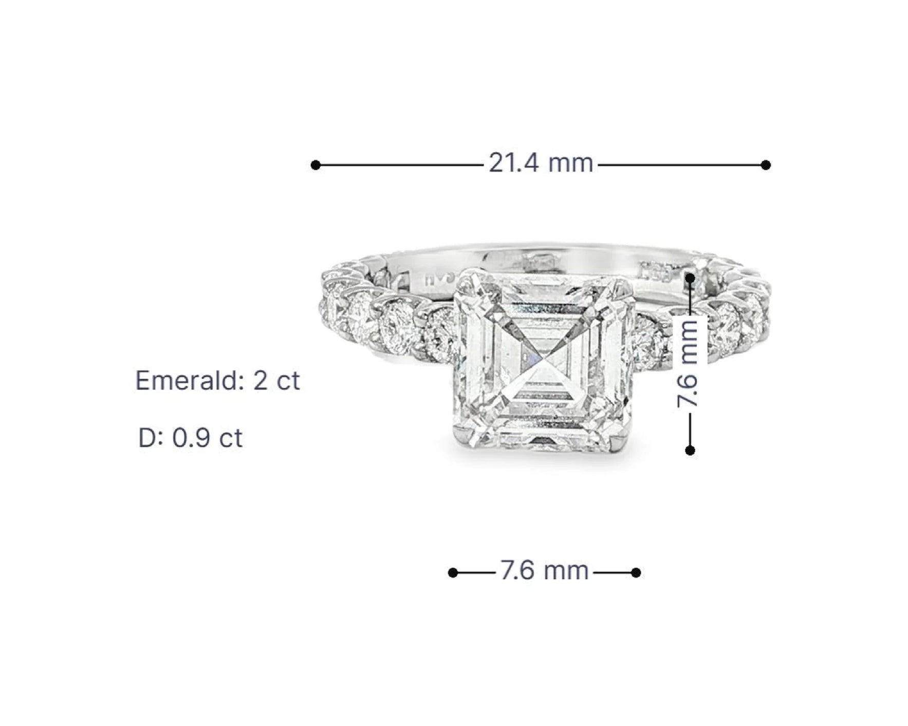14k Emerald Cut Elevated Micropavé Diamond Band Engagement Ring 2.90ct – lifestyle 3081