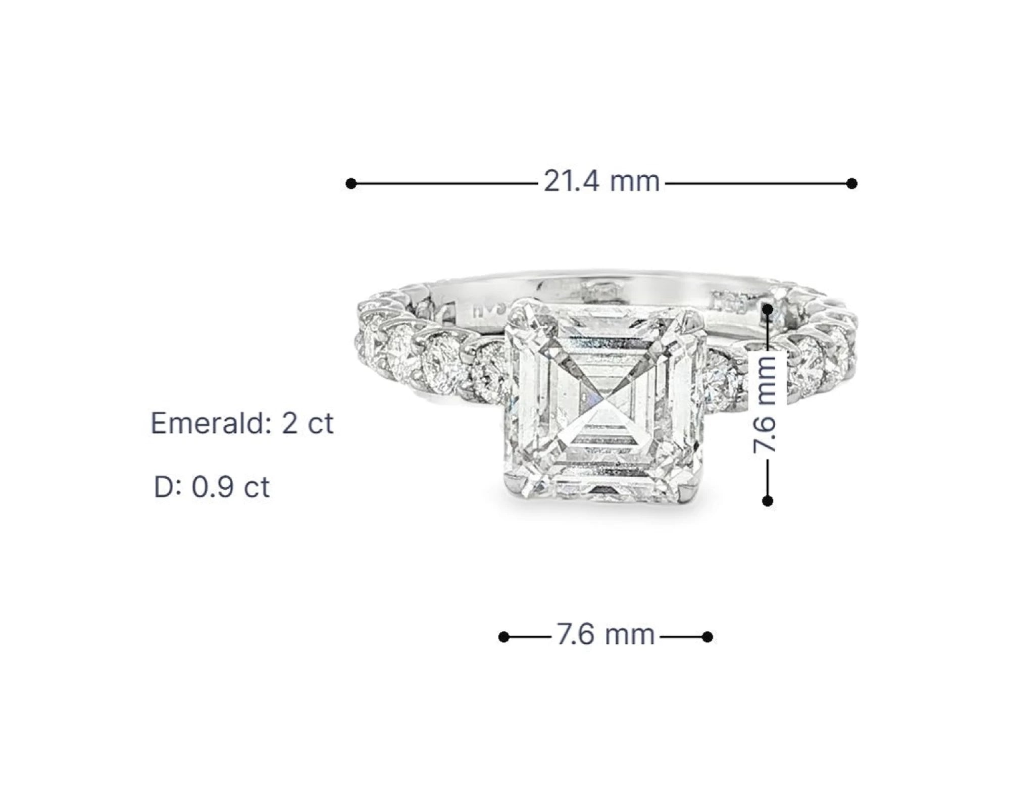 14k Emerald Cut Elevated Micropavé Diamond Band Engagement Ring 2.90ct – lifestyle 3081