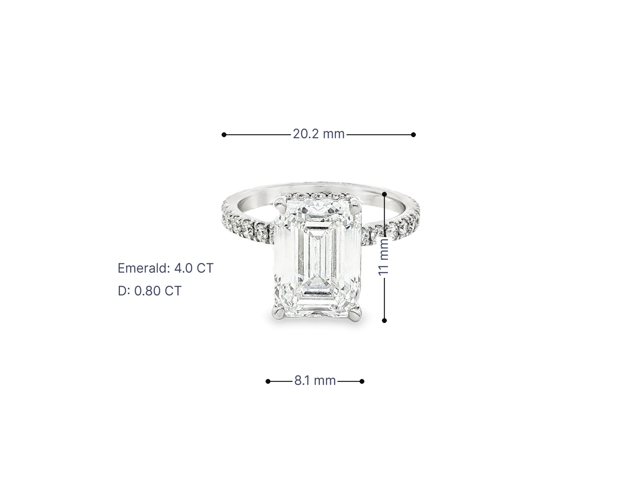 14k Emerald Cut Petite Micropavé Engagement Ring 4.80 CT - AVI THE JEWELER