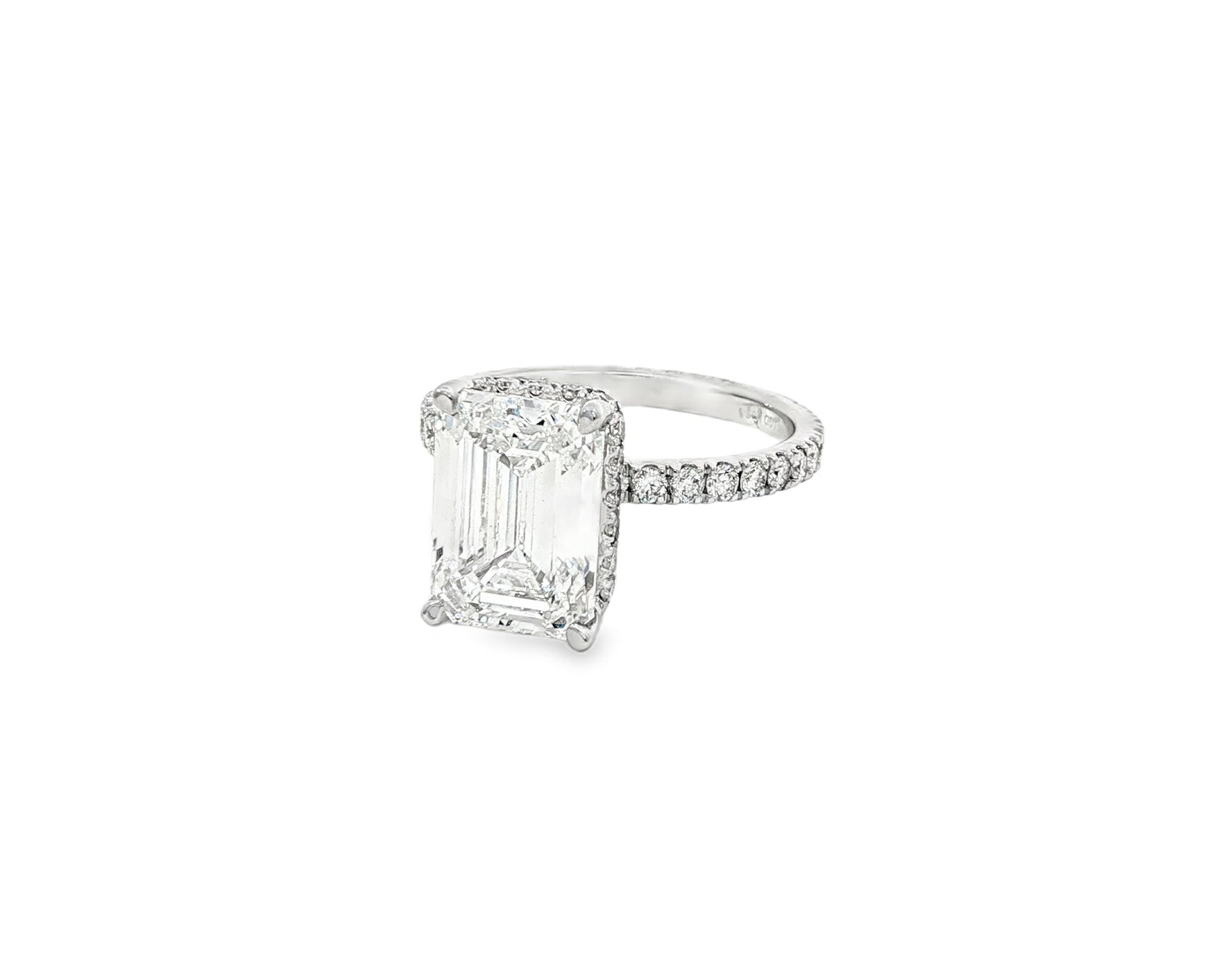 14k Emerald Cut Petite Micropavé Engagement Ring 4.80 CT - AVI THE JEWELER