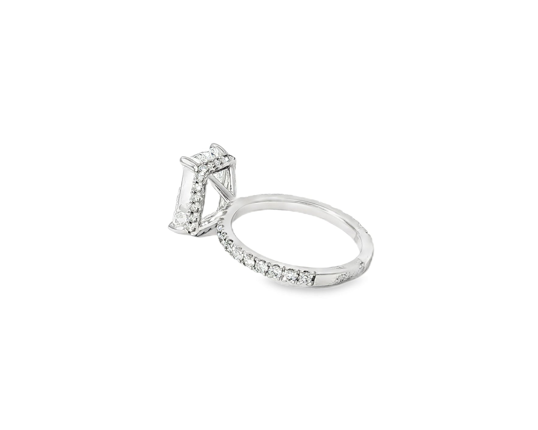 14k Emerald Cut Petite Micropavé Engagement Ring 4.80 CT - AVI THE JEWELER