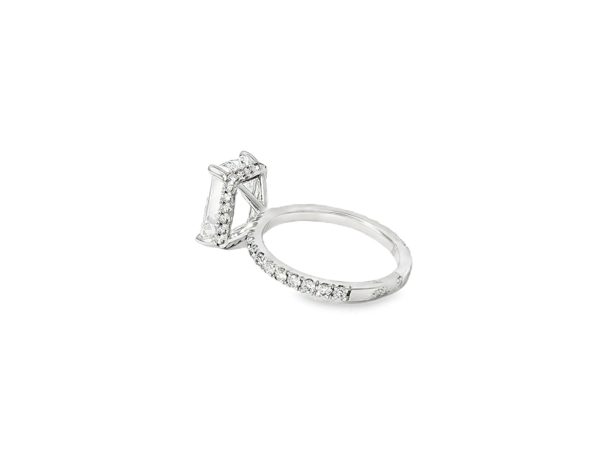 14k Emerald Cut Petite Micropavé Engagement Ring 4.80 CT - AVI THE JEWELER