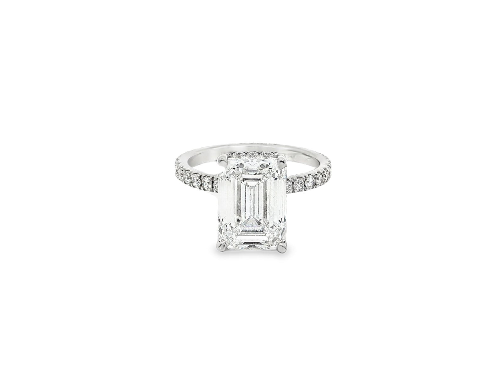 14k Emerald Cut Petite Micropavé Engagement Ring 4.80 CT - AVI THE JEWELER