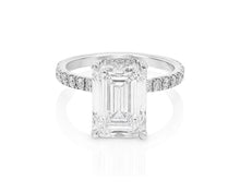 14k Emerald Cut Petite Micropavé Engagement Ring 4.80 CT