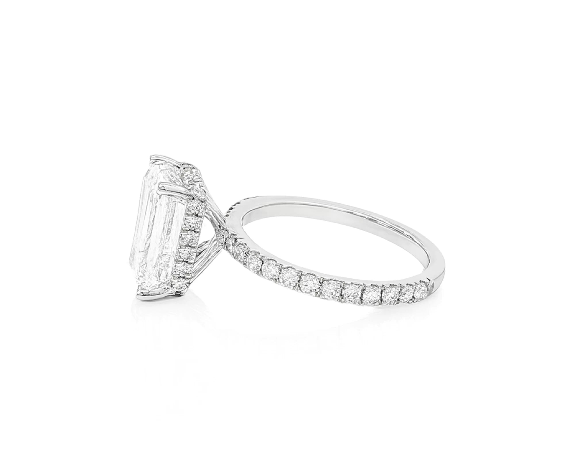 14k Emerald Cut Petite Micropavé Engagement Ring 4.80 CT – lifestyle 2540