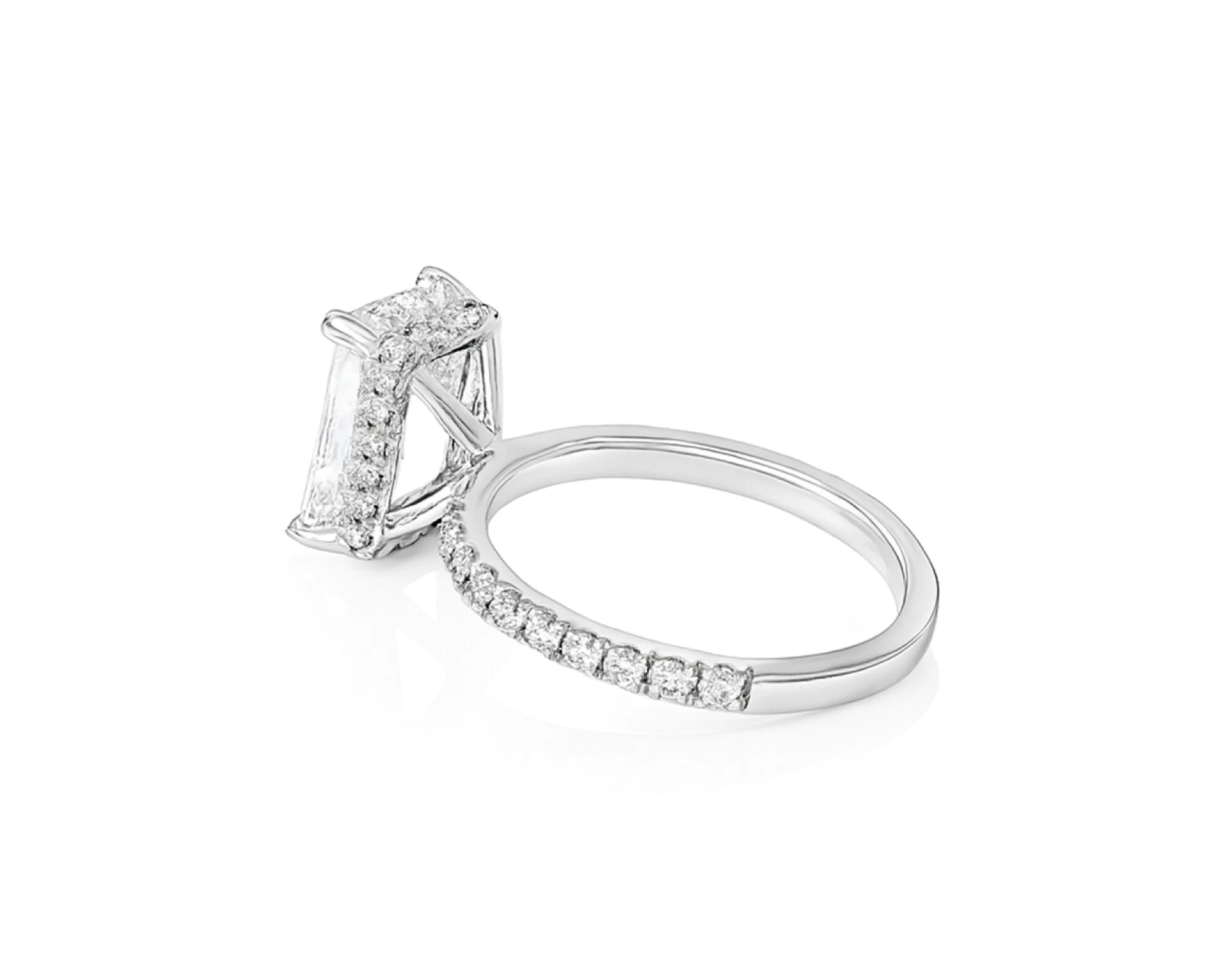 14k Emerald Cut Petite Micropavé Engagement Ring 4.80 CT – lifestyle 2541
