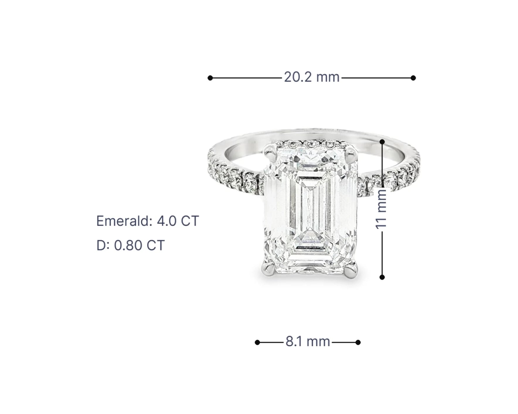 14k Emerald Cut Petite Micropavé Engagement Ring 4.80 CT – lifestyle 3104