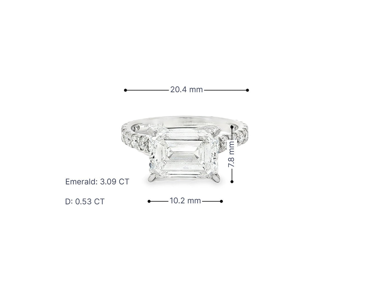 14k Emerald Cut Petite Pavé Engagement Ring 3.62 CT - AVI THE JEWELER