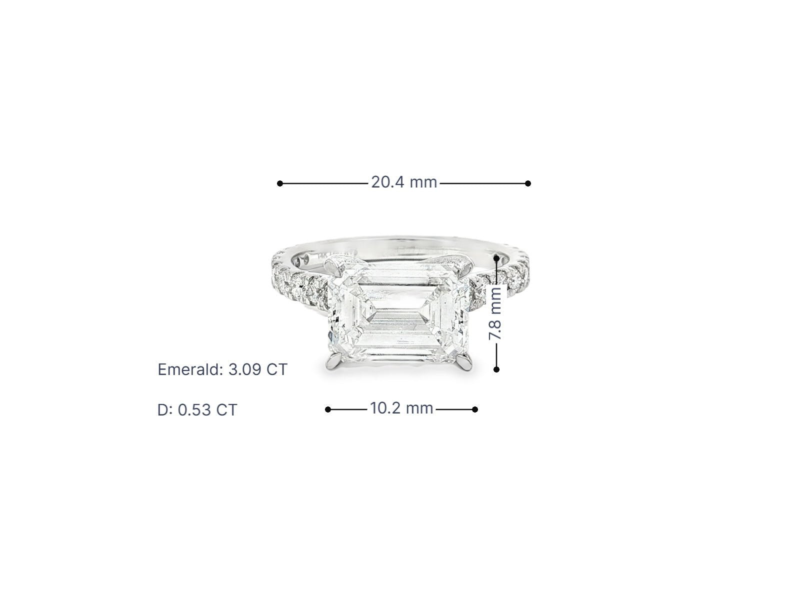 14k Emerald Cut Petite Pavé Engagement Ring 3.62 CT - AVI THE JEWELER