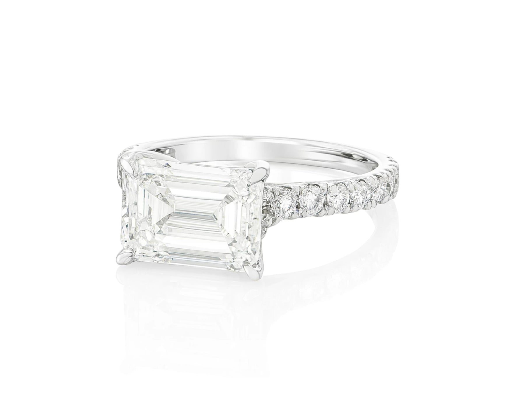 14k Emerald Cut Petite Pavé Engagement Ring 3.62 CT – lifestyle 2381
