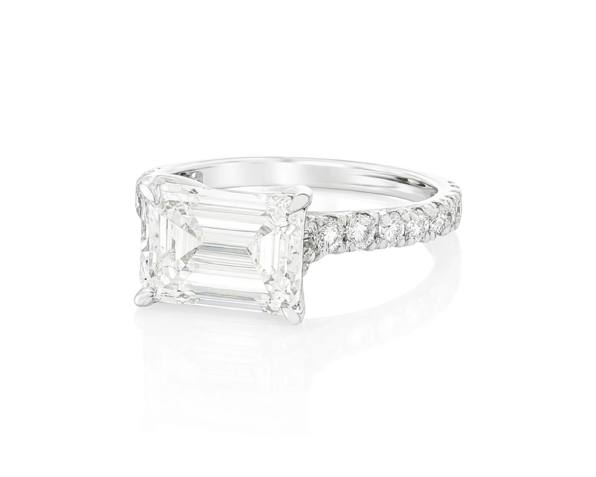 14k Emerald Cut Petite Pavé Engagement Ring 3.62 CT – lifestyle 2381