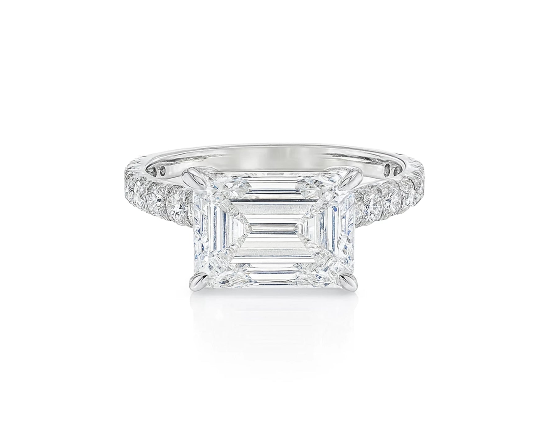 14k Emerald Cut Petite Pavé Engagement Ring 3.62 CT – lifestyle 2396