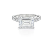 14k Emerald Cut Petite Pavé Engagement Ring 3.62 CT