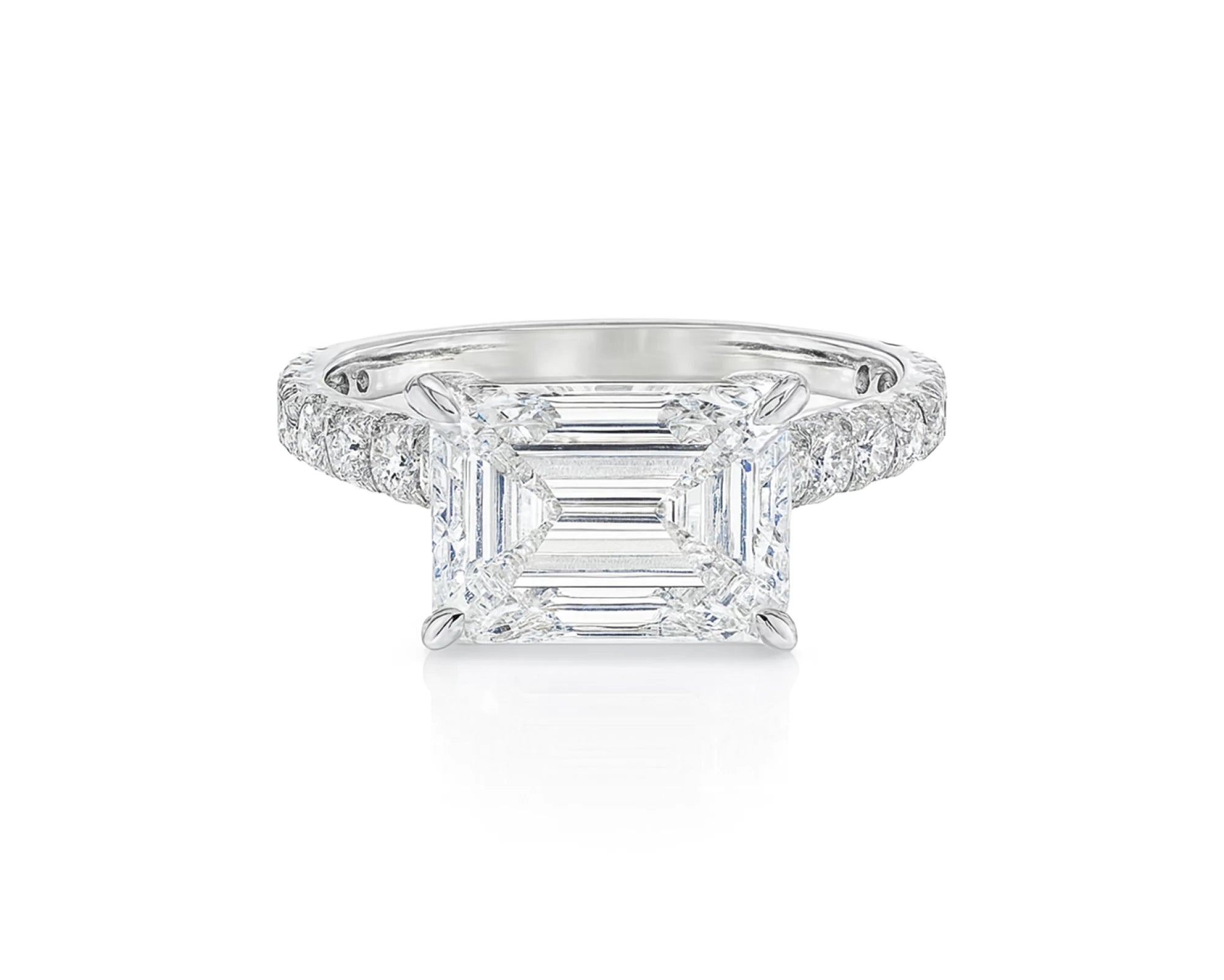 14k Emerald Cut Petite Pavé Engagement Ring 3.62 CT – lifestyle 2396