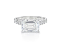 14k Emerald Cut Petite Pavé Engagement Ring 3.62 CT