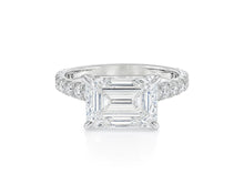14k Emerald Cut Petite Pavé Engagement Ring 3.62 CT